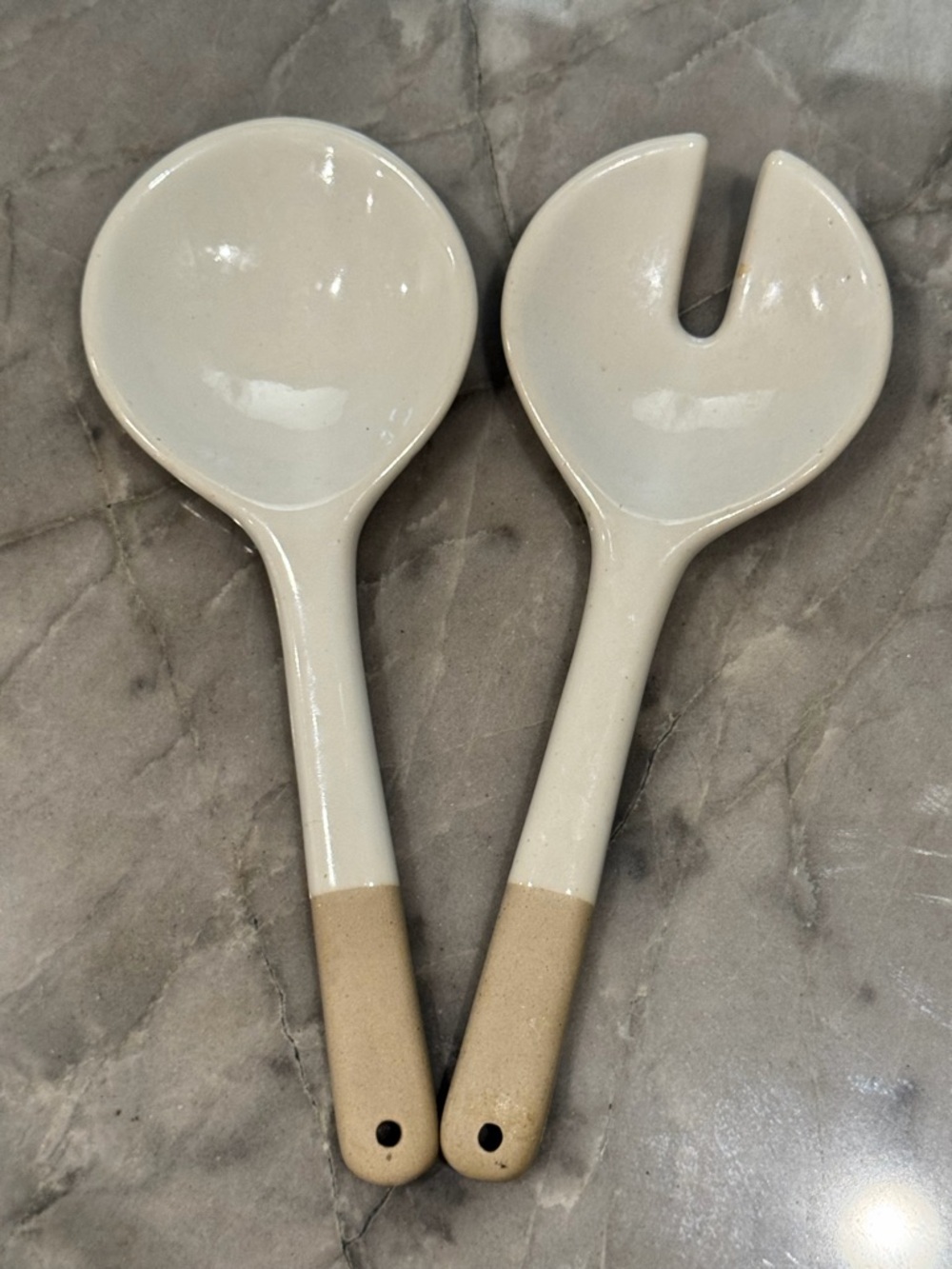 Magnolia Hearth and Hand Stoneware Salad Servers Spoon Set NEW!